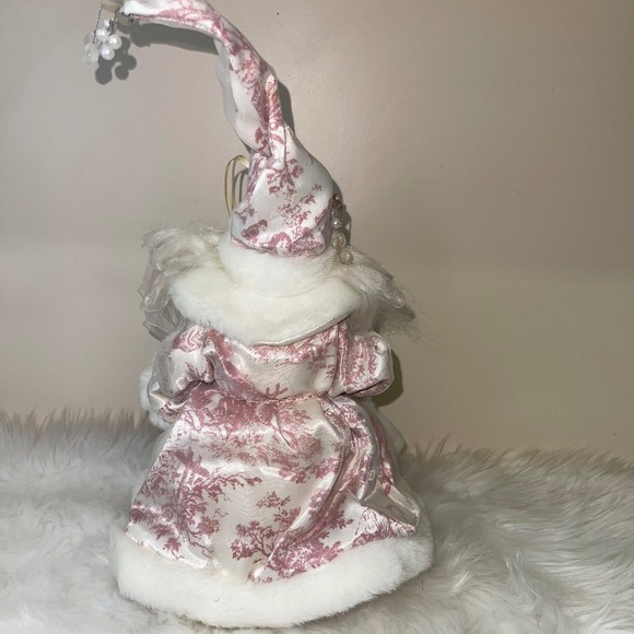 Vintage Dillard's Trimmings Pink Santa Figurine w/ Box Shabby Chic Toile - Picture 13 of 16